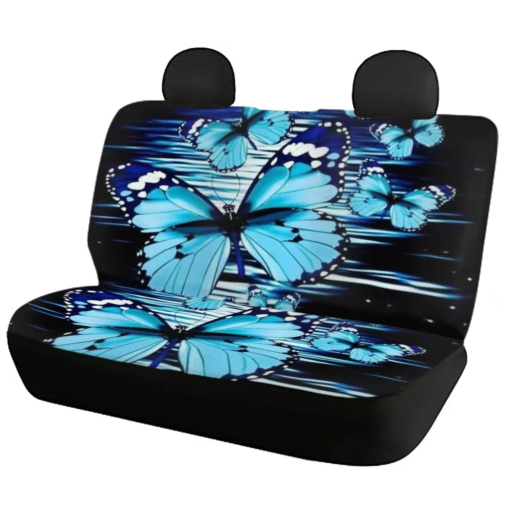 

Cars Seat Cushion Cover Blue Galaxy Butterfly 3D Printing Womens Car Front and Back Seat Cover Easy Clean Fashion Car Accessory