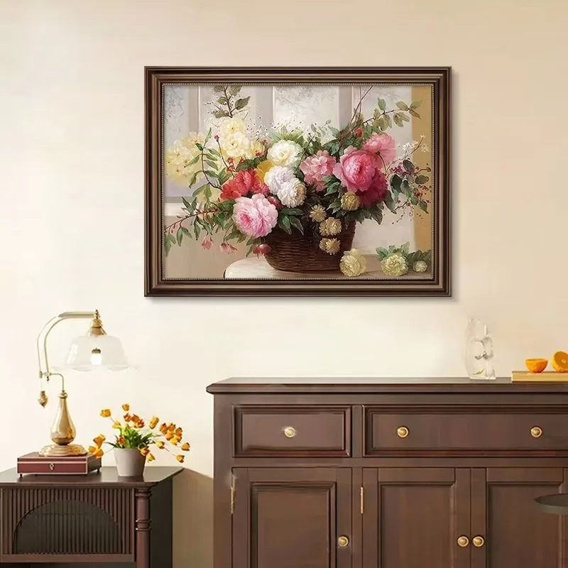 

Peony oil painting, living room painting, European restaurant high-end mural