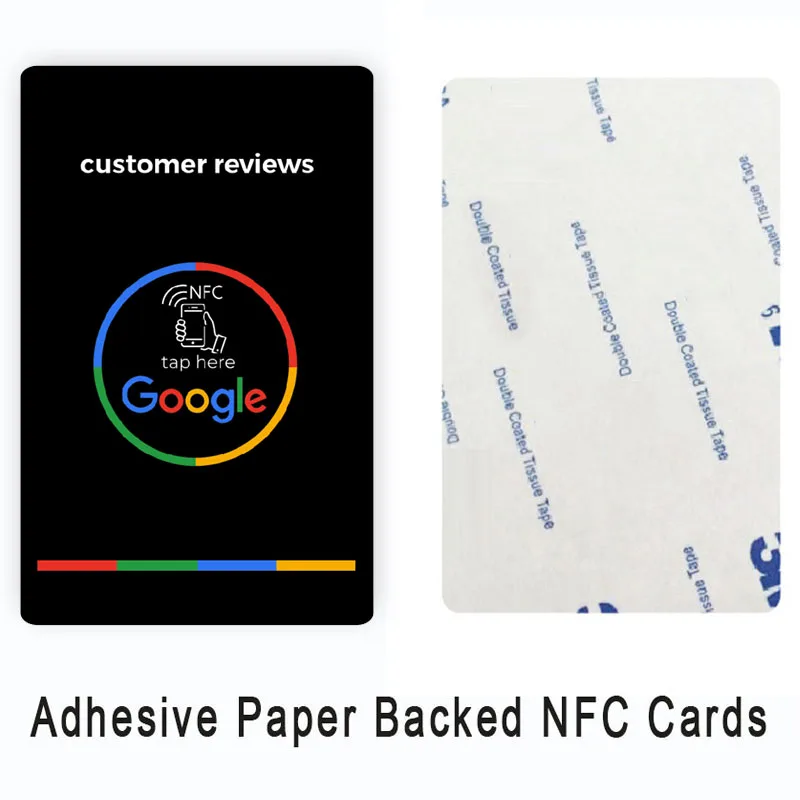 Black Printing NFC Google Reviews NFC Card in German Dutch French Spanish English Polish Writing