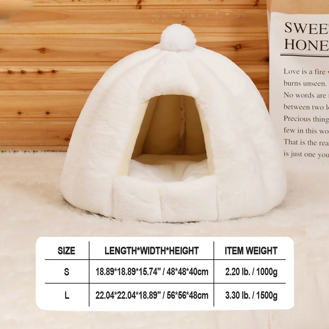 Cat Bed House Dog Kennel Cute Cap Warm Plush Kitten Cushion Basket Tent Puppy Cave Nest Mat Bag Indoor Pet Supplies Cama Gato