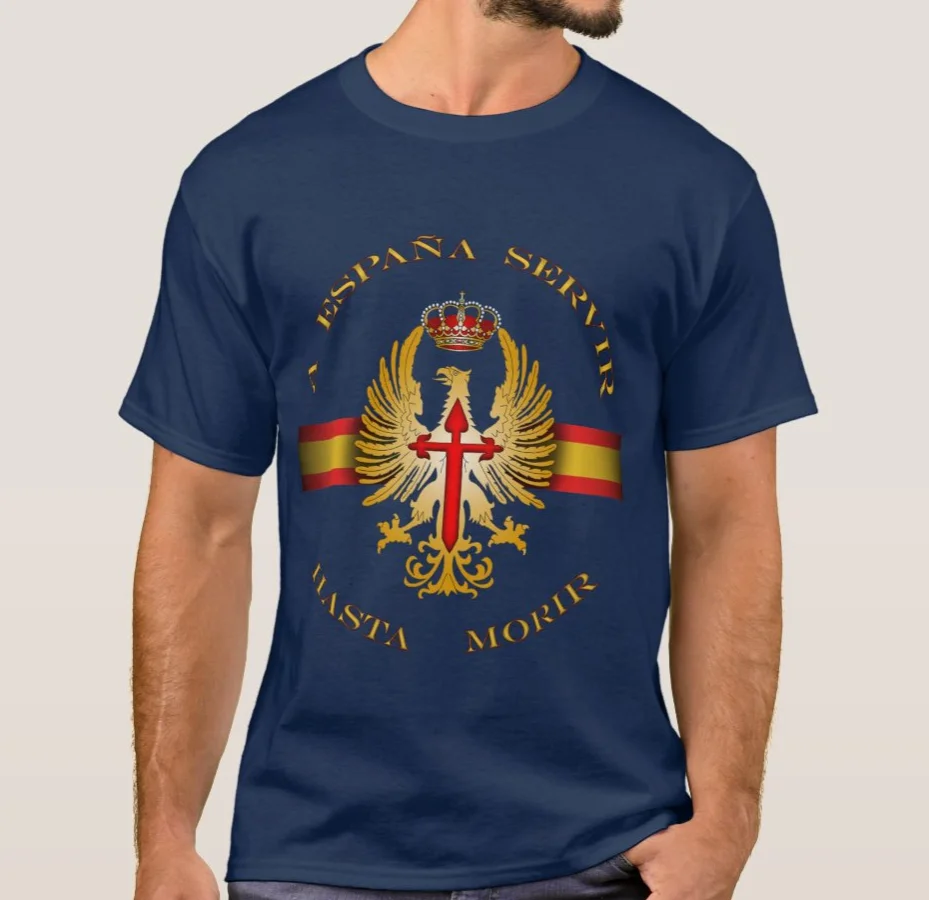 Para a espanha para atender até correr. Camiseta 42 polinésia espanhola estrangeira. Camiseta masculina de manga curta de gola redonda, camiseta de verão de algodão