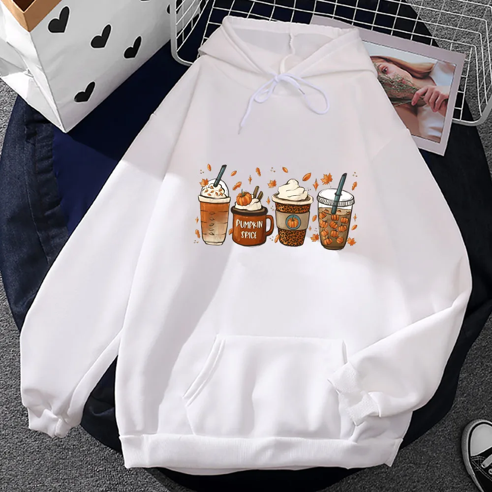 اليقطين التوابل والقهوة هوديي الرجال/النساء الشتاء طويلة الأكمام بلوزات عادية Crewneck الملابس مريحة الصوف سوداديراس