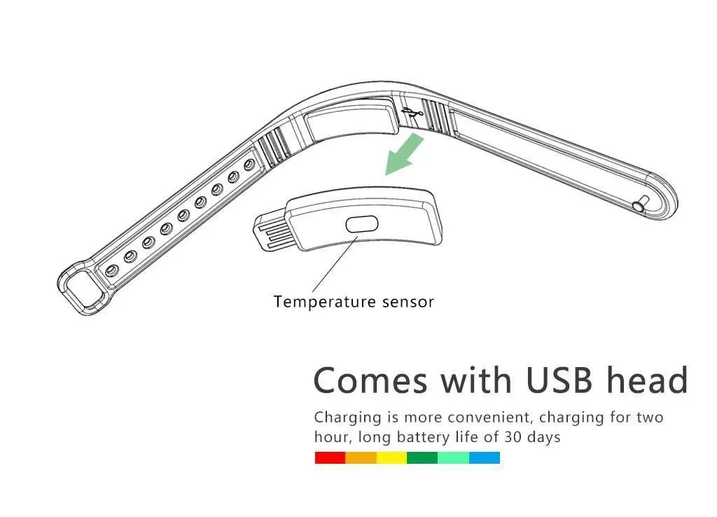V9 Lichaamstemperatuur Monitor Thermometer Trillingen Alarm Polsbandje Slimme Armband Smartband