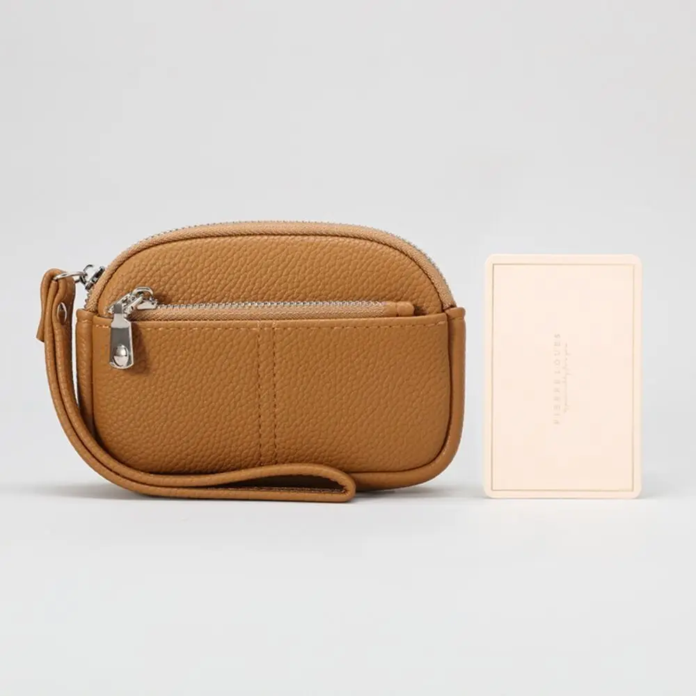 ファッション Pu レザーミニ財布女性のための無地収納袋学生小銭入れ大容量ジッパー手首キーバッグ