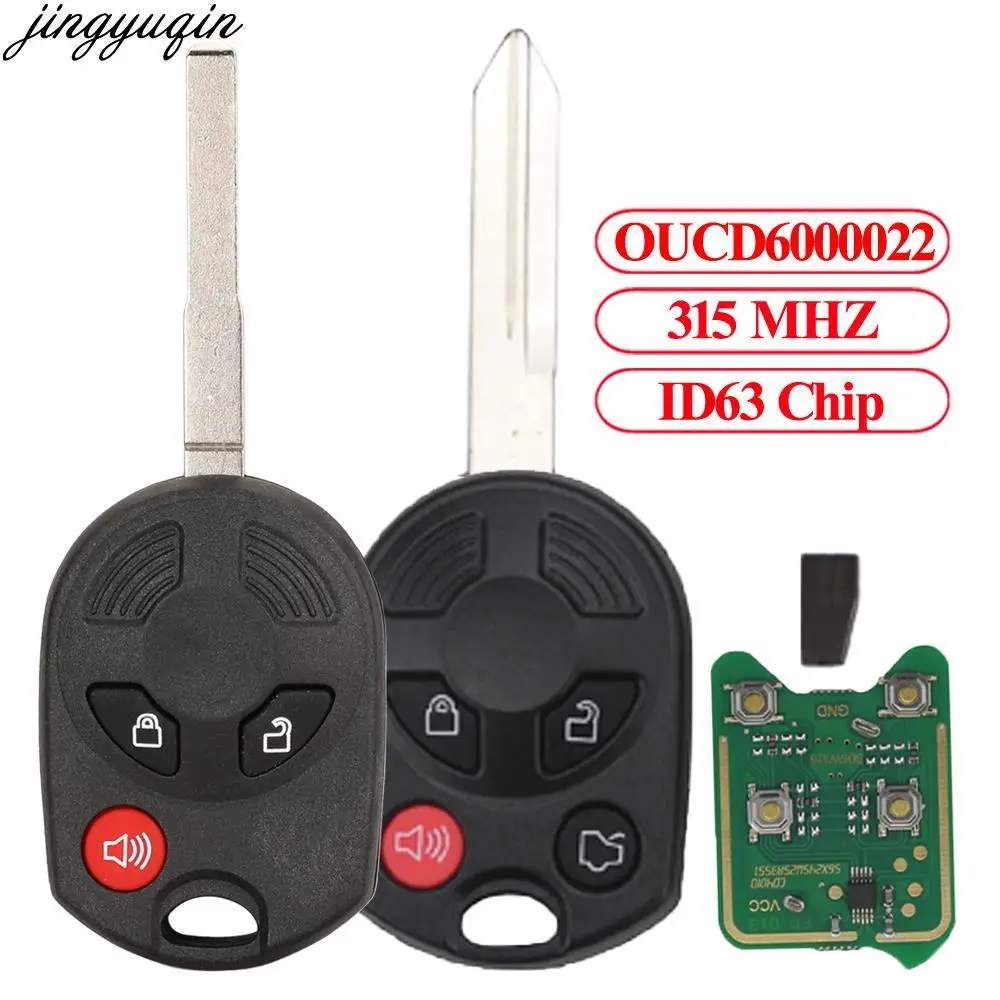 

Jingyuqin 5pcs Remote Car Key Fob ID63 315Mhz For Ford Edge Escape Focus Freestyle 2007-2009 OUCD6000022 3/4 Button FO38/HU101