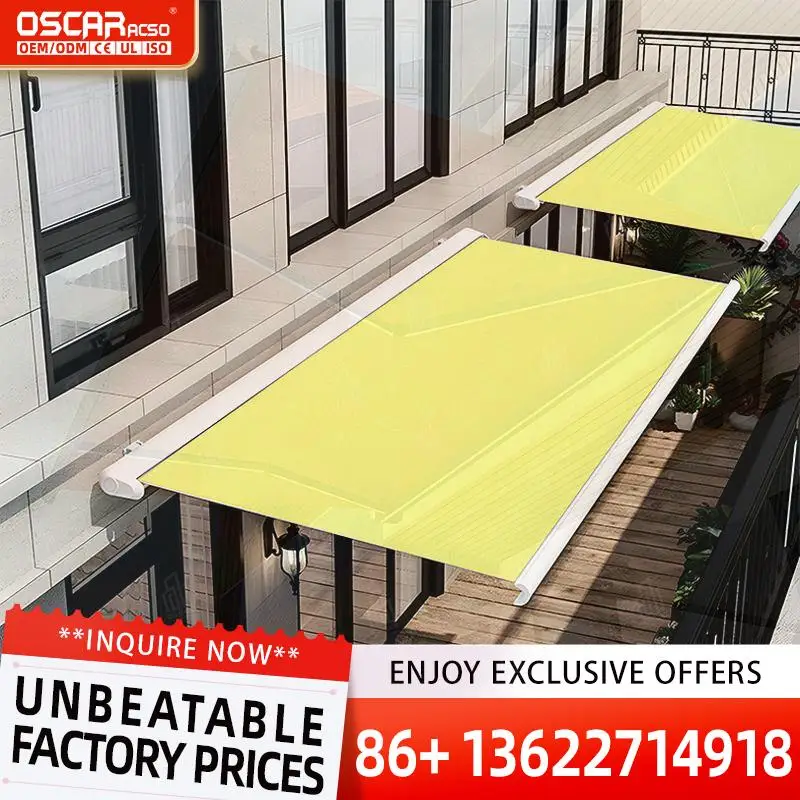 

Motorized Remote Control with Aluminum Alloy Frame Waterproof AntiUV for Balcony Patio Garden Retractable Awning