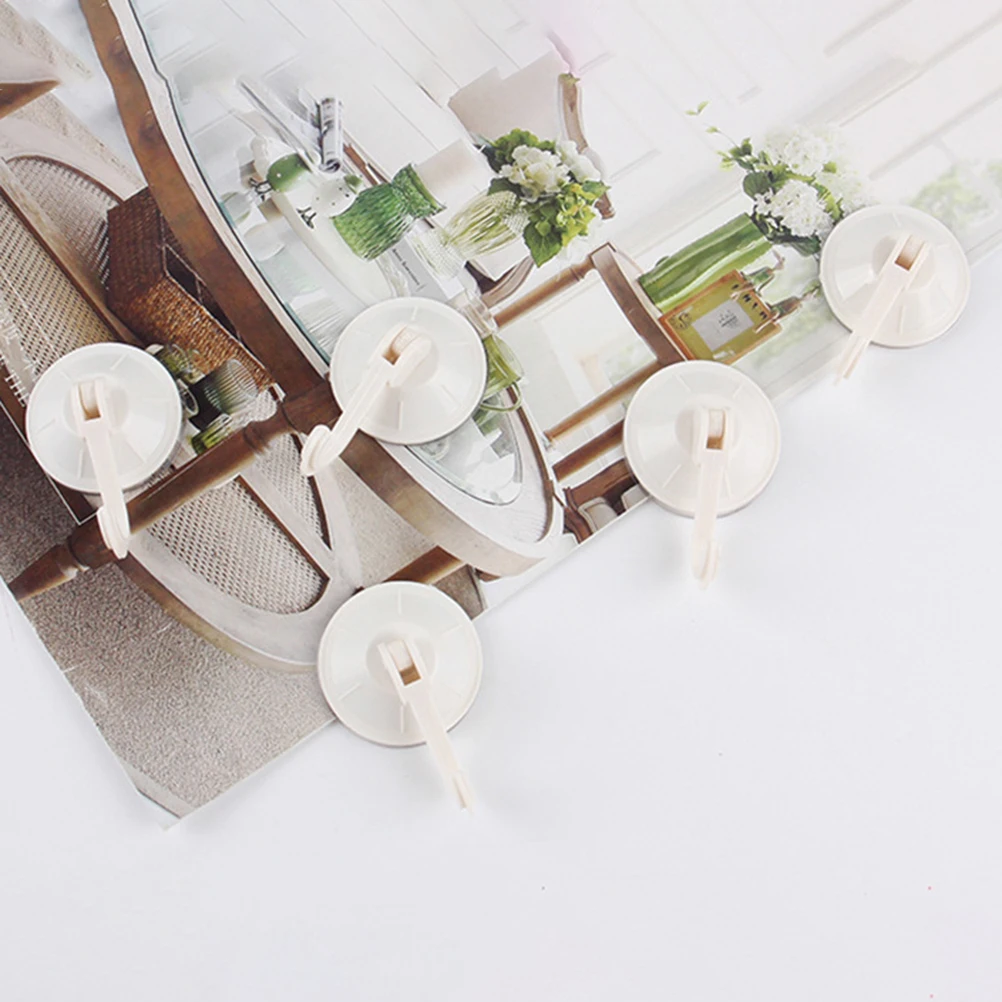 

5pcs Multi-purpose Heavy Duty Suction Cup Hooks No Trace Bath Garage Storage Wall Hanger Removable Strong Plastic