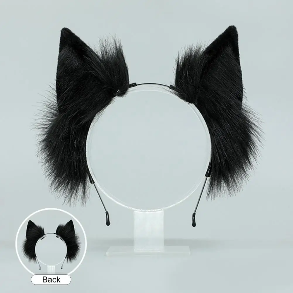 

Scrunchie Plush Cat Ears Decorative Elastic Headpiece Handmade Artificial Animal Ears Metal Frame Flexible Headband