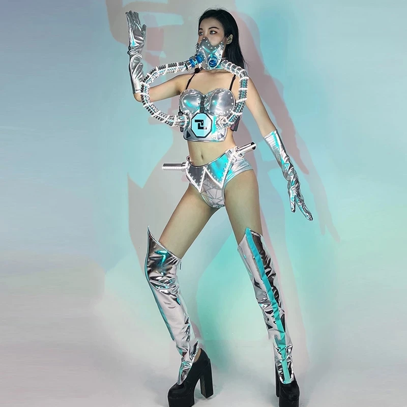 LED Light Suit  Singer  Party future Show  Stage Costume Technology Sense LED Outfit carnival women led robot dance cloth