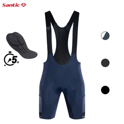 Santic-pantalones cortos de ciclismo para hombre, con bolsillos, 4D, acolchados, transpirables, para ciclismo de montaña o carretera, WM0C05119
