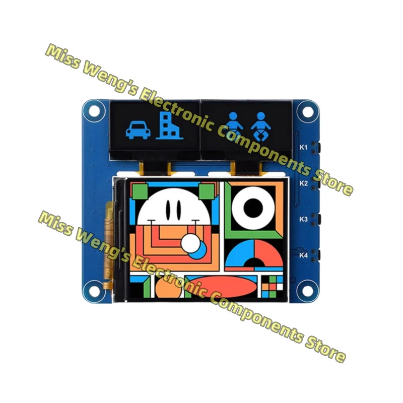 2-inch LCD triple screen expansion board IPS screen 0.96-inch blue OLED dual display screen OLED/LCD HAT (A)