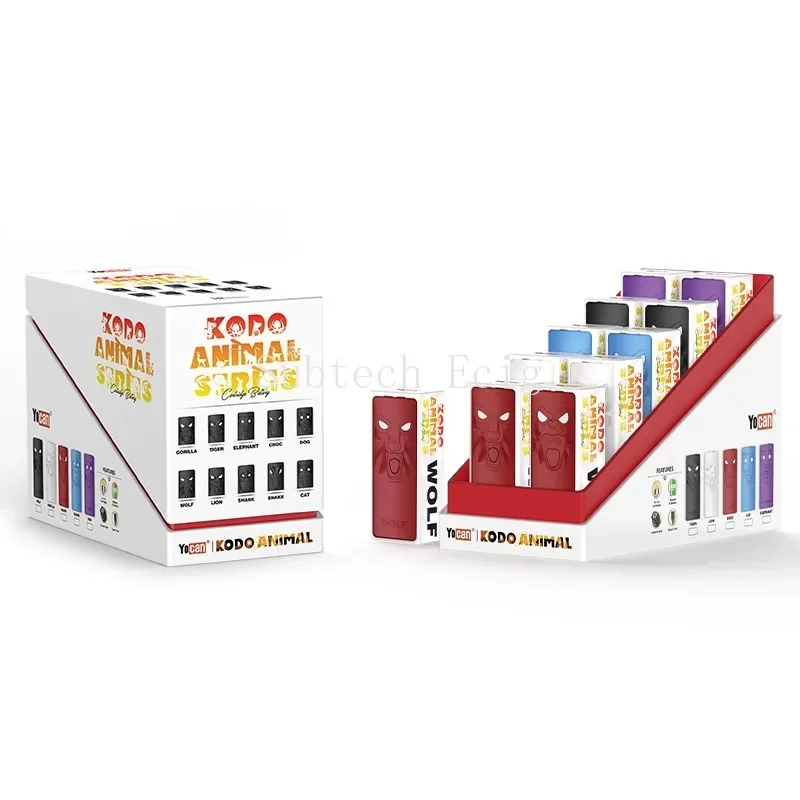 10pcs Yocan Kodo Animal Series Box Mods Vape Cartridges Cart Battery 3 Voltage Levels 900mAh Preheat VV Battery Vaporizer Pen