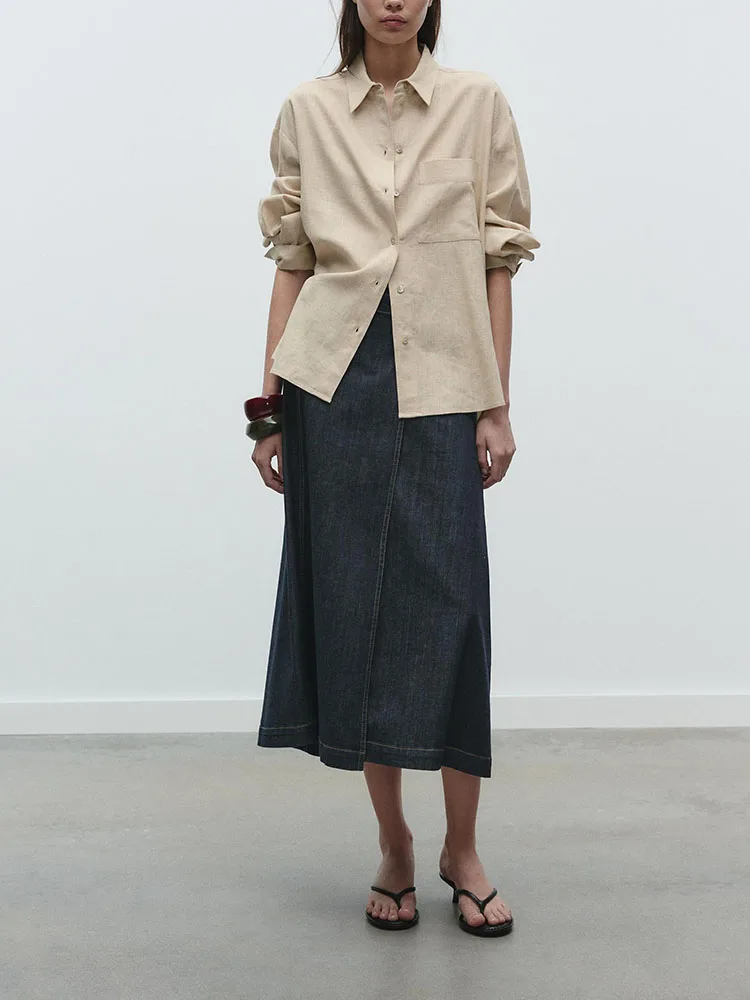 

Spring New Arrival Women's irt Ele Single Button Loose Long Sve Turn-down Collar Simple Sle Commute Faion
