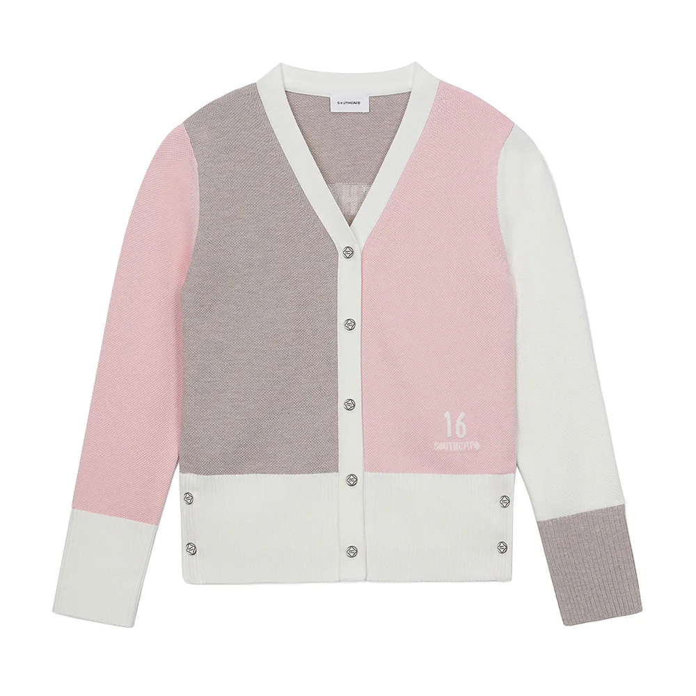 

Spor Golf Stripe Color Blo V-Ne Sweater Jaet Women's Classic Trendy Sle Long Sve Commute Faion Autumn New Arrival