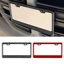 Universal US CA EU Standard Size Carbon Fiber Car License Plate Frame Cover Holder Auto Accessory TAG Cover for Front Rear