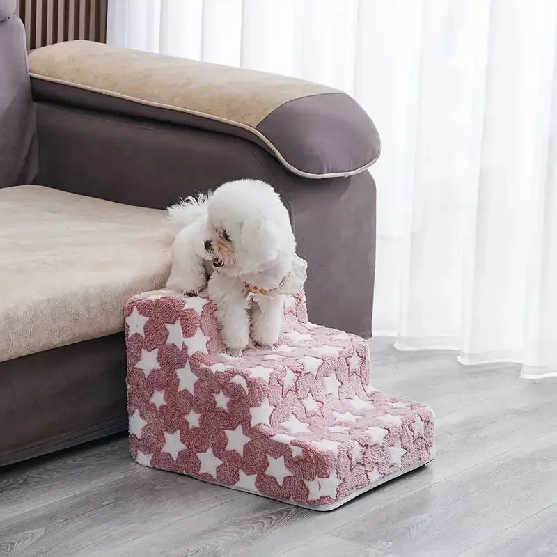 3/4 Pets Steps Foam Dogs Secure Stairs Ramps Non-Slip Pets Star Steps for Protect Older Dogs Pets with Joint Pain Sofa Bed Ladde