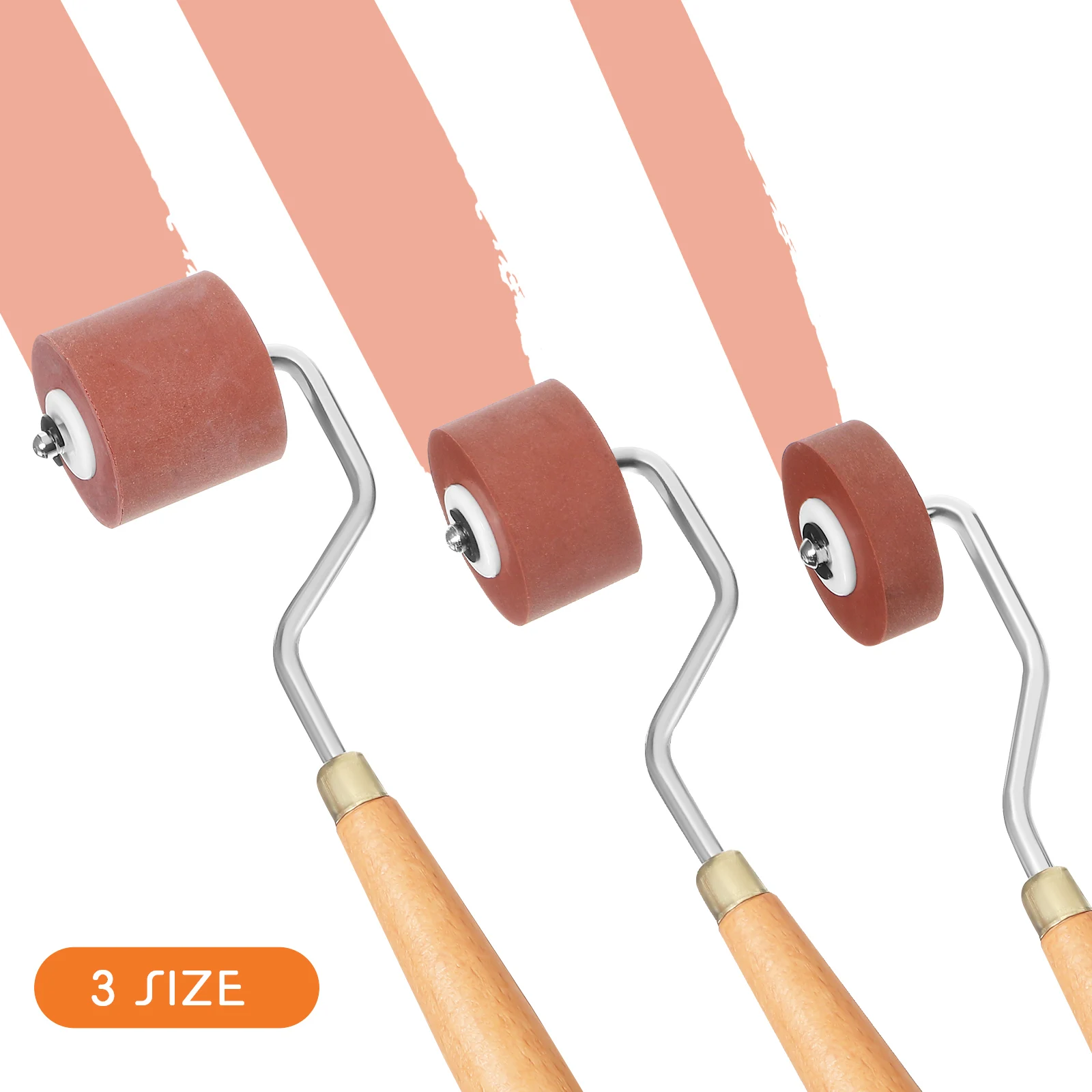 

3 Pcs Rubber Roller Set Soft Tool Rollers Ink Applicator Craft Brayers Printmaking Materials Round