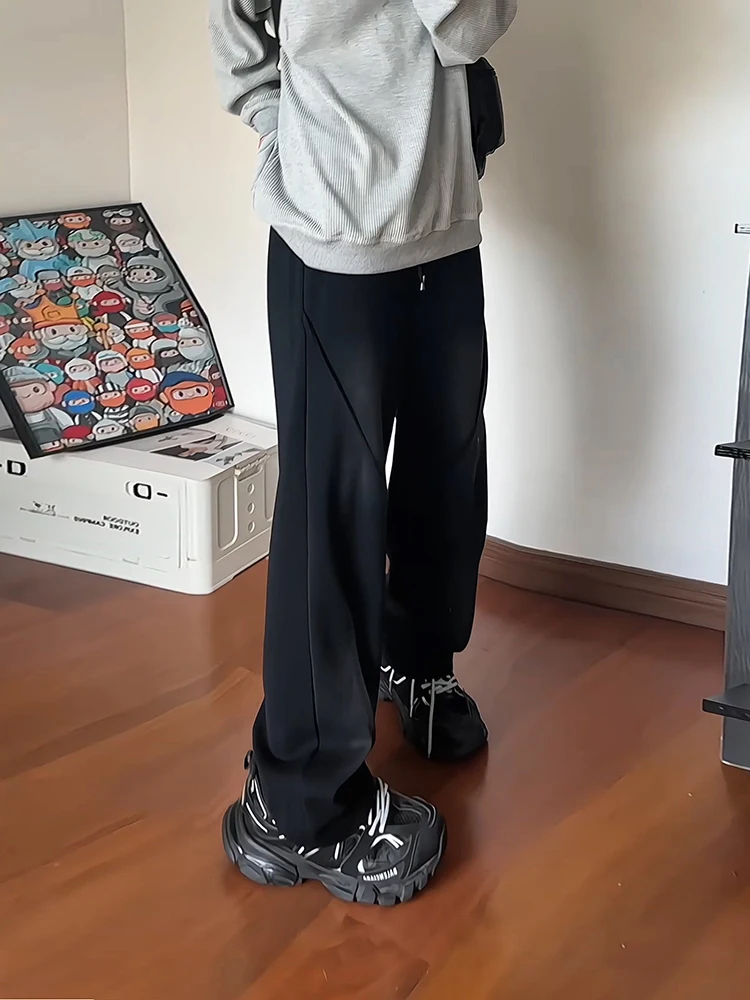 

Waed Tie-Dye Men's Casual Work Pants Autumn Winter Straight Leg Leisure Workwear American Retro Teenage Sports Long Trousers