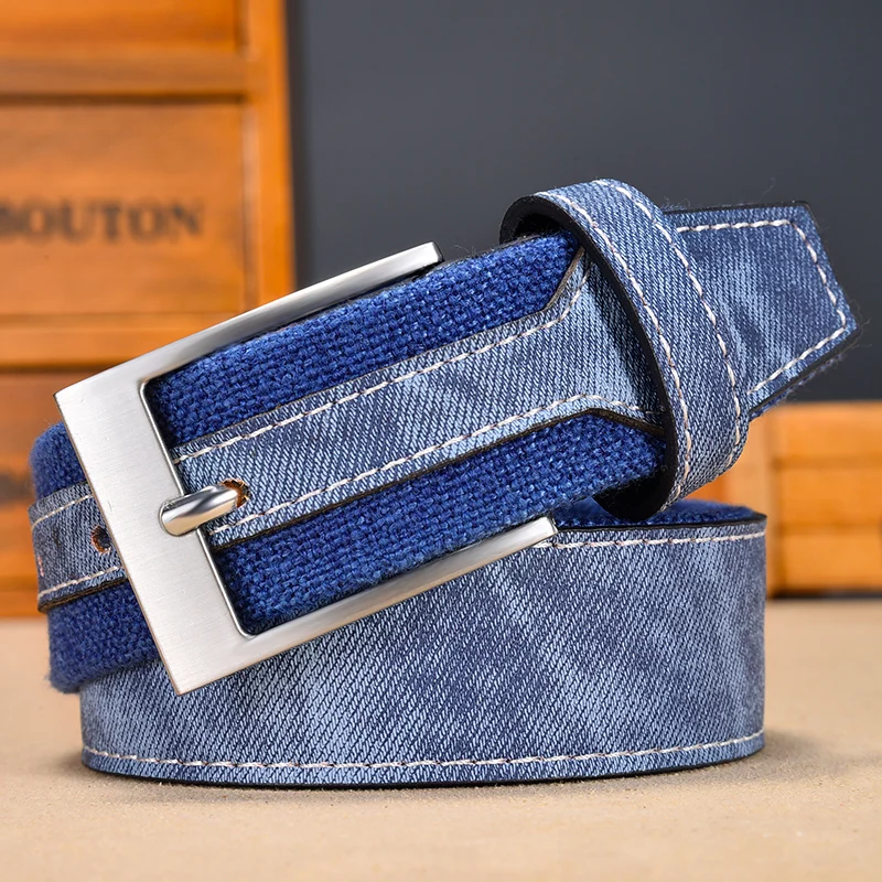 Fashion Denim Sabuk untuk Jeans Pria Kasual Kanvas Desain Sabuk Kualitas Tinggi 3.5 Cm Lebar Patchwork Strap Drop Pengiriman