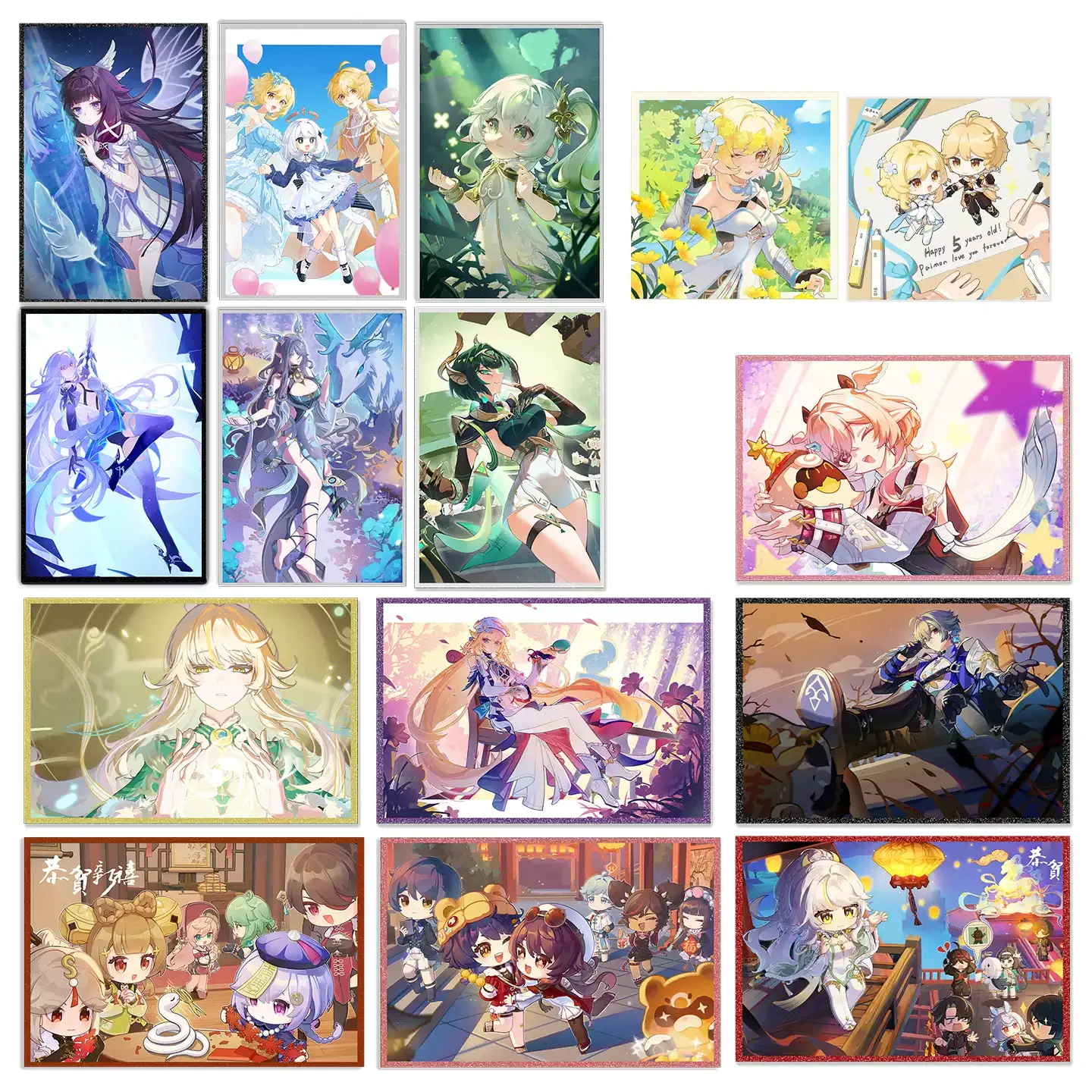 Genshin Impact Lohen Lauma Columbina Nicole Reeyn Cosplay Anime Double Flash Coloured Paper Color Sheet Game Gifts Colleagues