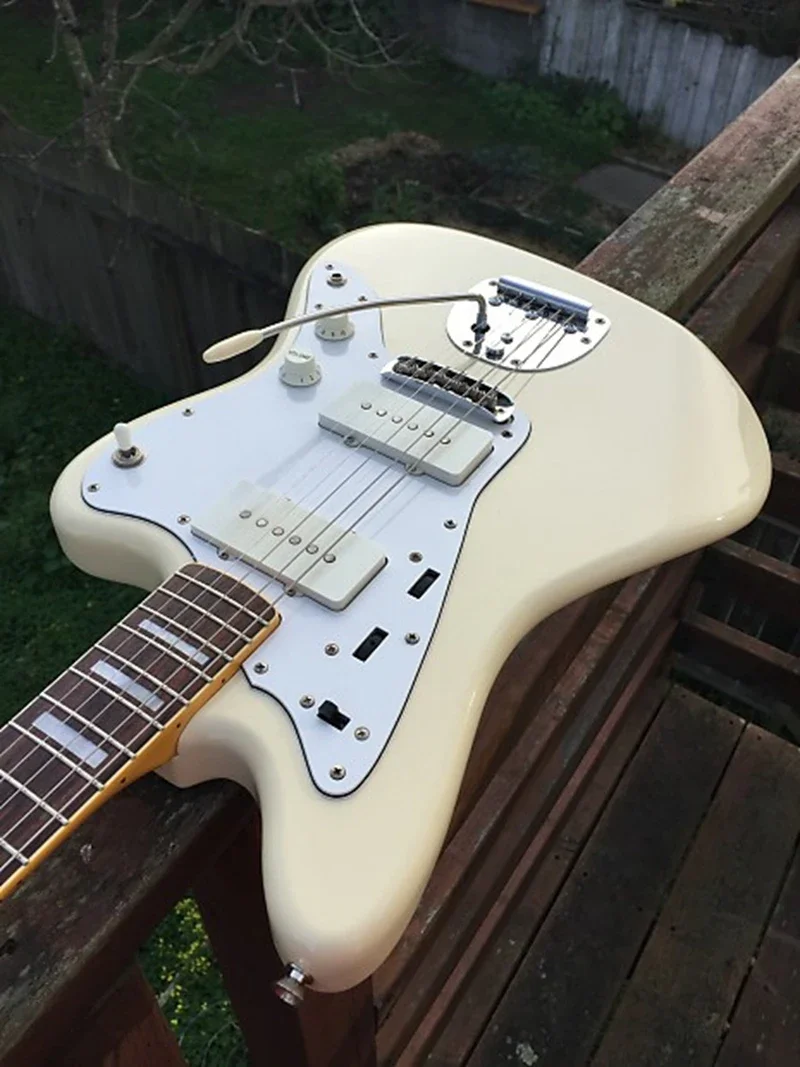 

Cream White Jazzmaster Electric Guitar Large Block Inlay Single Coil Pickups Floating Tremolo Bridge Whammy bar Vintage Tuners