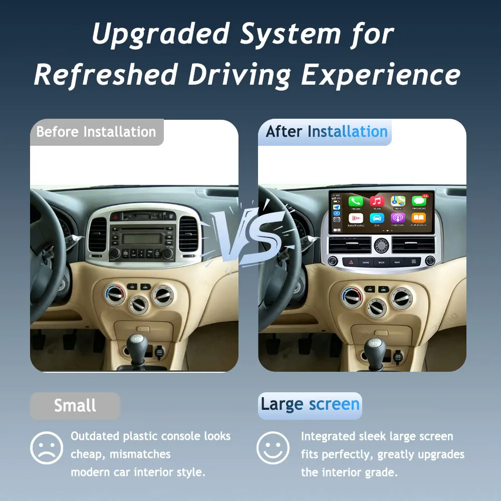 Android 16 (OS) Split Screen Wireless CarPlay For Hyundai Accent 3 2008 - 2011 Auto Tools GPS Navigation IPS Head Unit GPS Navi