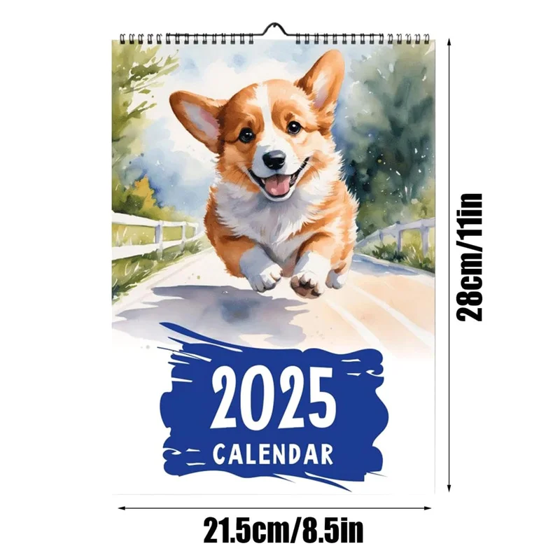 Calendrier mural pour chiot, calendrier mural pour chien 2025, calendrier mural mignon Corgi, licence annuelle et annuelle, 12 mois, licence d'organisation