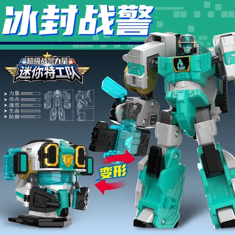 MiniForce Super Cops Scien JET Marine Cop Transformation Robot Head Badge Model Mini Force Deformationrmation Action Figure Toys