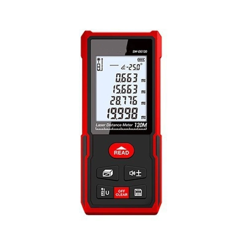 Q2Q4 Multiple Function Distance Meter with LCD Display Supporting Area Volumes Calculation Easy Carry ABS for Easy Field Use