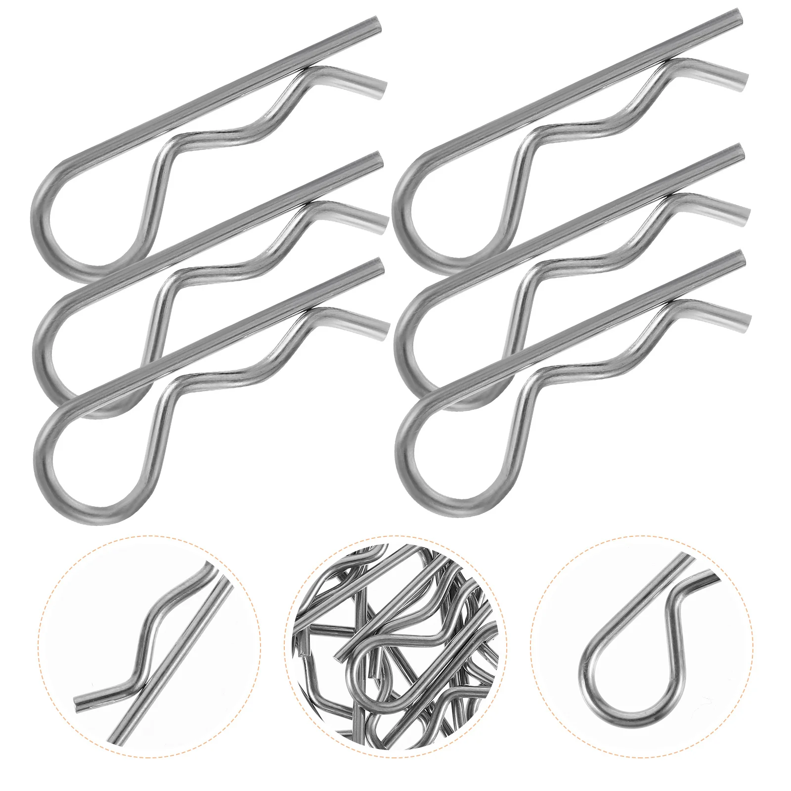 20pcs Elastic 1.6X32Mm Stainless Steel Double Loop Trailer Hitch Clip Spring Tension Fastener For Tractors Mowers R