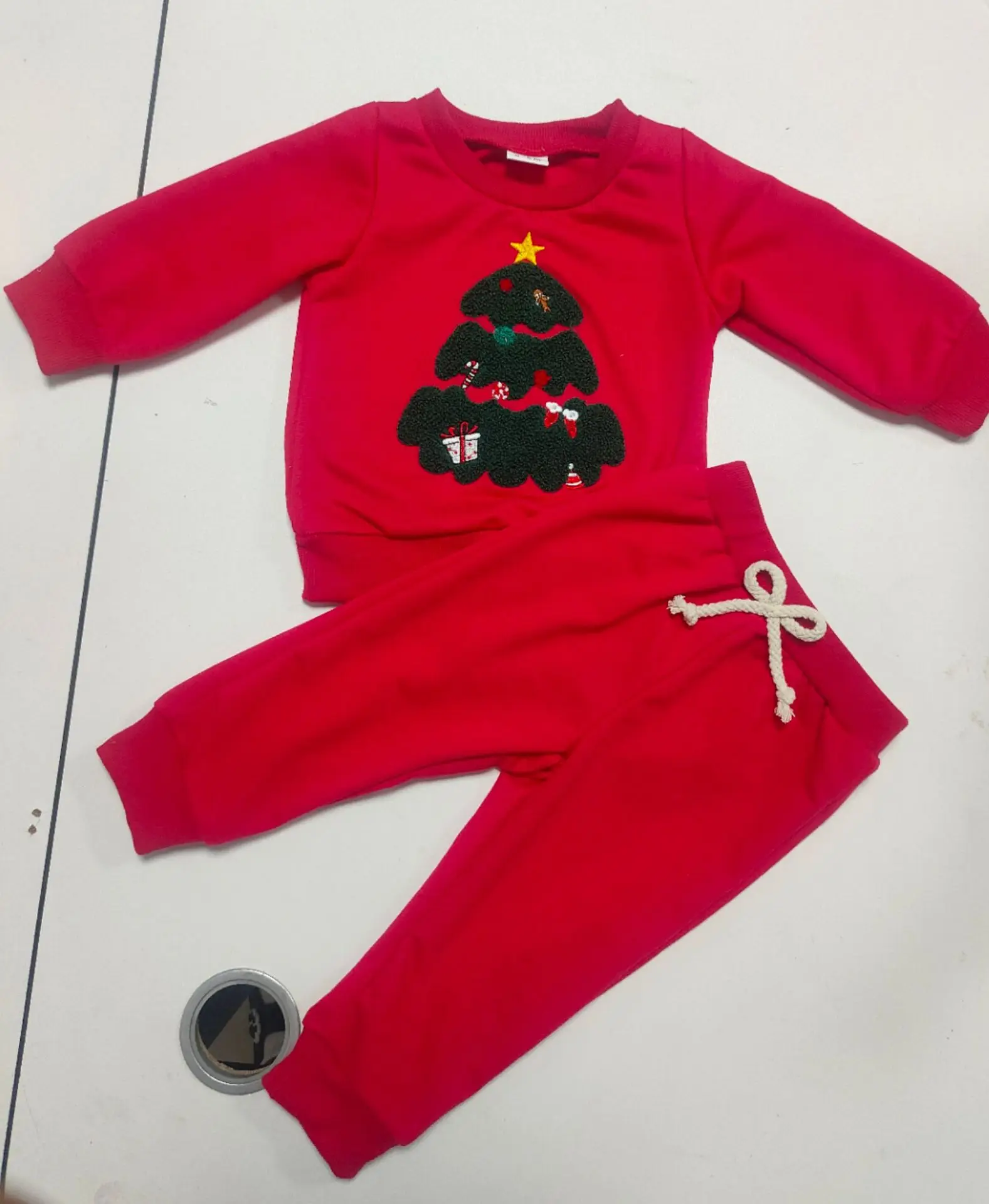 0-3Y الاطفال فتاة الفتيان ملابس عيد الميلاد الطفل الوليد البنود القطن 2 قطعة مجموعات البلوز والسراويل مع شجرة ثلاثية الأبعاد التطريز #1