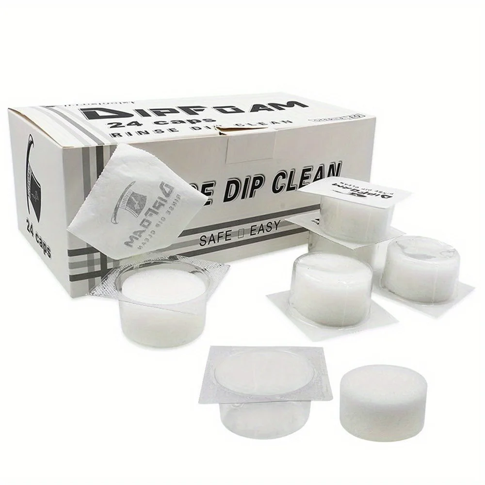 24-Pack Hypoallergenic Tattoo Foam Dip Caps: Professional, Disposable Needle Cleaning Solution