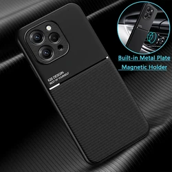 For Xiaomi Redmi 12 4G Case Leather Texture Car Magnetic Holder Phone Case For Xiaomi Redmi 12 1 2 Redmi12 Shockproof Back Cover