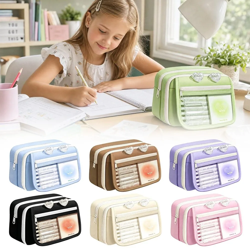 Image of Neues Oxford-Federmäppchen mit Klappdeckel, mehrschichtiges Schreibwaren-Etui mit Fächern, leichter Stifte-Organizer für Mädchen