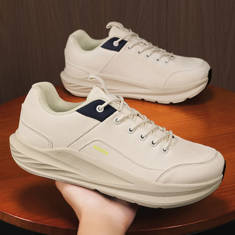 

Wide-Foot Running Shoes for Men, Large Size 46, Spring and Autumn, Extra Wide, Large Toe Box, Sports Shoes, Outdoor, Size 47, Thick-Soled, Leather Surface, Versatile Casual Shoes