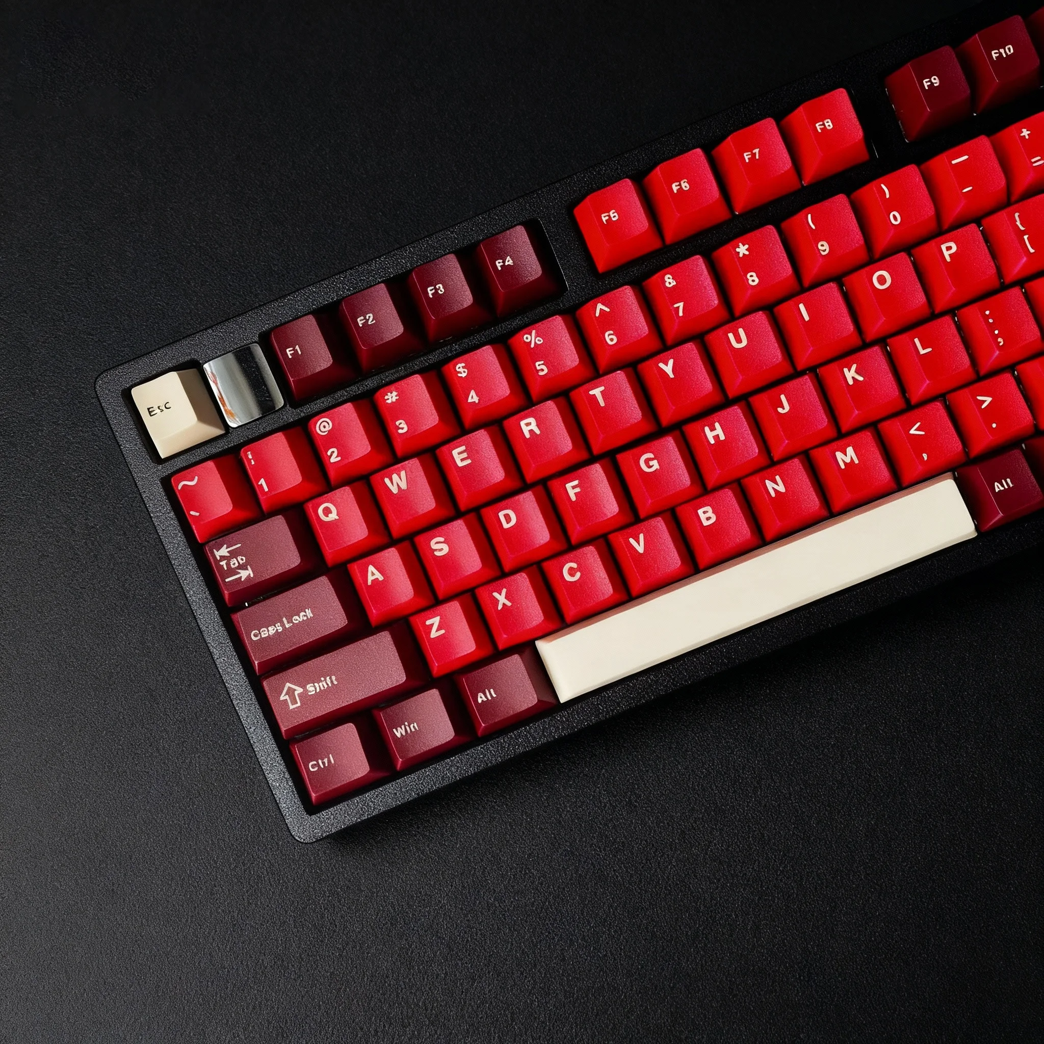 

Темно-красные колпачки для клавиш из ПБТ с ветчиной Double Shot, минималистичные колпачки для клавиш, вишневый профиль, 126 клавиш для переключателей MX, механическая клавиатура