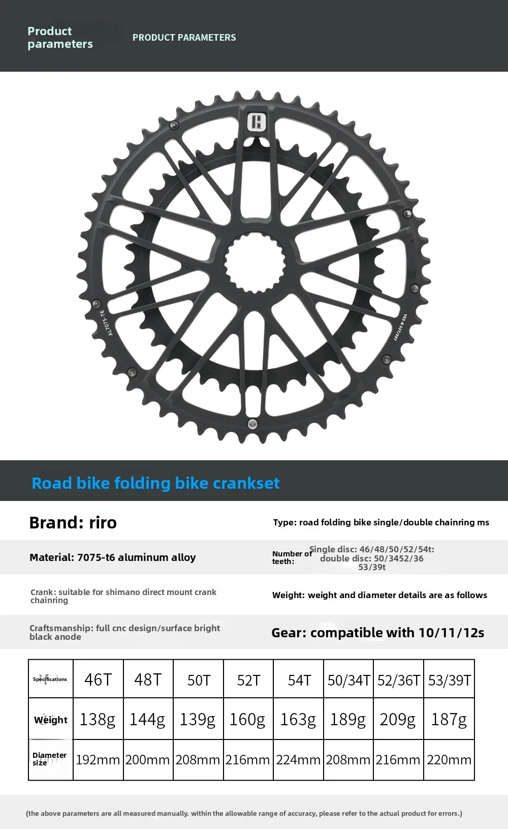 RIRO MTB-Kettenblatt, schmal-breit, Einzel-/Doppelkettenblatt-kompatibel, Shimano Direct Mount M9100/8100, Fahrradpedal-Getriebesystem-Zubehör – Detail 9