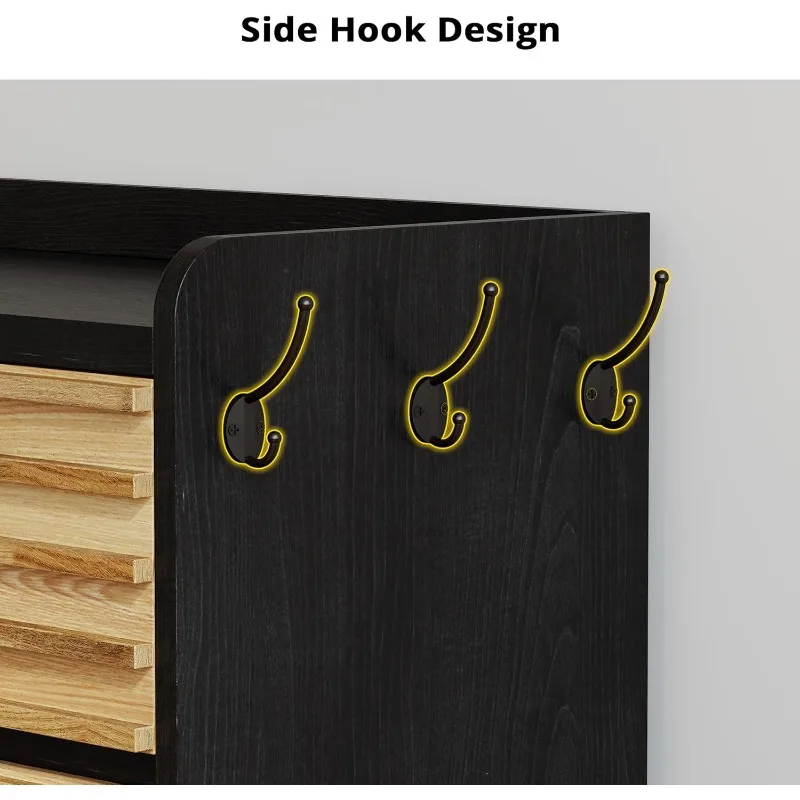 Комод с 6 ящиками для спальни и 3 крючками, деревянный комод шириной 59 дюймов с приподнятой столешницей