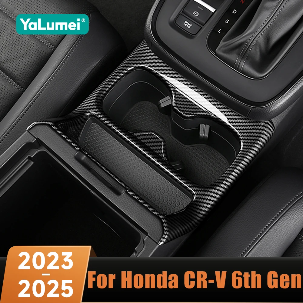 

Car Center Console Water Cup Holder Decoration Trim Cover Sticker Accessories For Honda CR-V CRV 6th Gen 2023 2024 2025 Hybrid