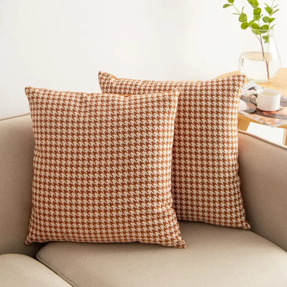 

Orange Houndstooth Cushion Cover Soft Geometric Pattern 45x45cm for Living Room Sofa Home Decorative Pillowcase Pillow Cover