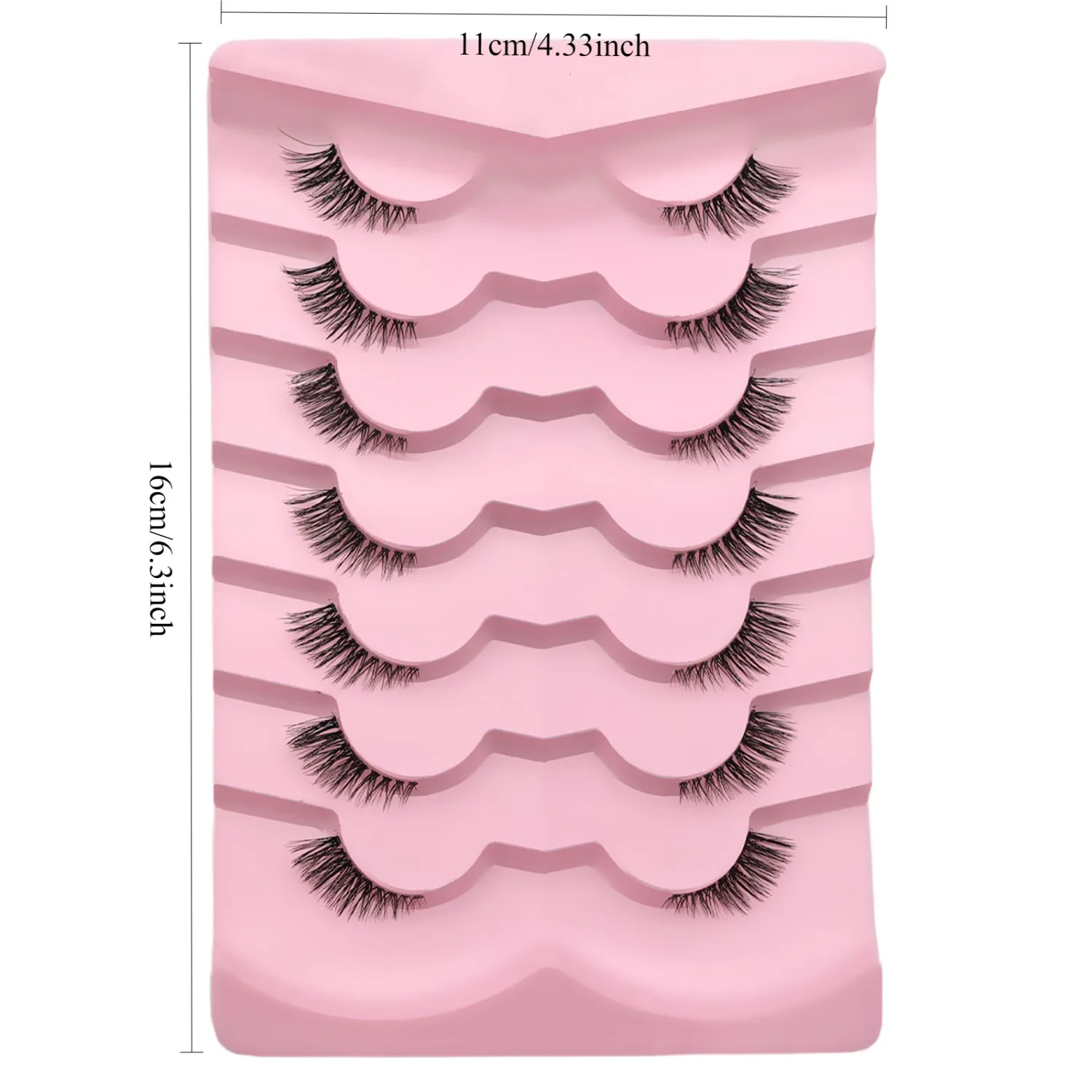 7 Paar Cat-Eye-Halbwimpern, natürlicher Look, zarte künstliche Nerzwimpern, weiches, transparentes Band, unsichtbar, leicht, wiederverwendbar, Fox-Eye-Effekt – Detail 2