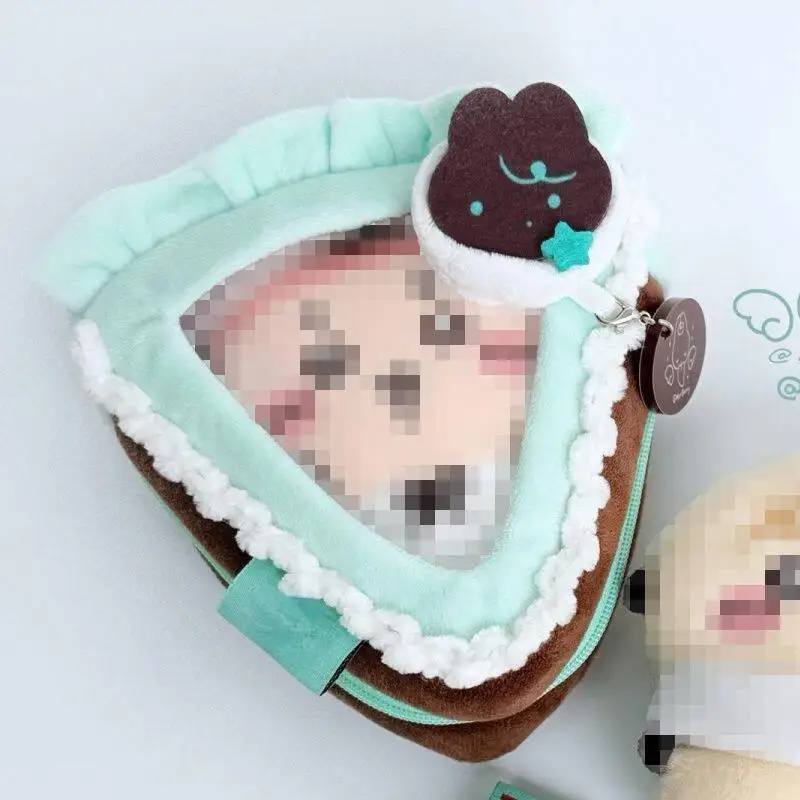 Cake Slices Baby Bun Display Bag Cute Storage Pouch With Clear Window & Keychain Charm For Doll Display Anime Kpop Merch Decor - view 3