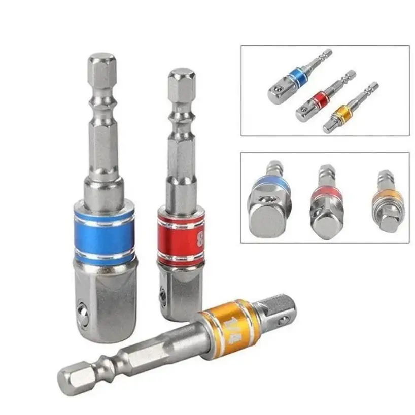 Drill Socket Adapter Impact Drill Extension Drill Bits Bar Socket Adapter 1/4 3/8 1/2 Size Hex Shank Square Head Drill Bit