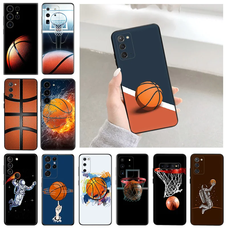 Cases For Samsung S24 Galaxy S21 FE S22 S23 Ultra 5G S20 Plus S10 Lite Red Basketball Luxury Soft Phone Case Cover