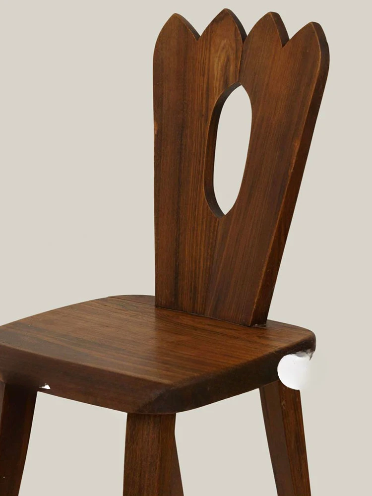 Retro style designer all-solid wood dining chair antique art hollow makeup B&B sense of luxury