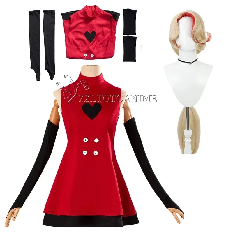 Hazbin Charlie Hotel Morningstar Cosplay Costumes Wig Red Dress Demon Fight State Outfit Anime Halloween Charlie Cosplay Clothes