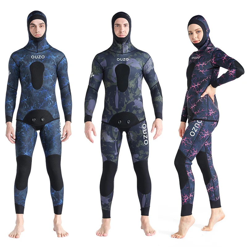 2-pieces Hoodie Wetsuits Neoprene 3mm/1.5mm Camouflage Fullsuit for Freediving Snorkeling Swimming Spearfishing Wetsuit