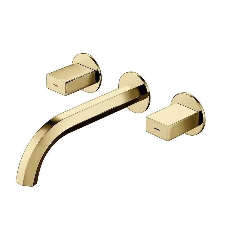 Rose Gold Basin Widespread Bathroom Sink Faucet Gold  In-Wall Spout Mixer Tap Set Combination Blanoir Brass tap