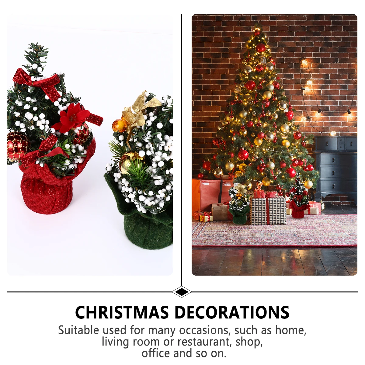 

2 Pcs Mini Christmas Tree Ornaments Supplies Decoration Desktop Adornment Table Trees Decorate Xmas
