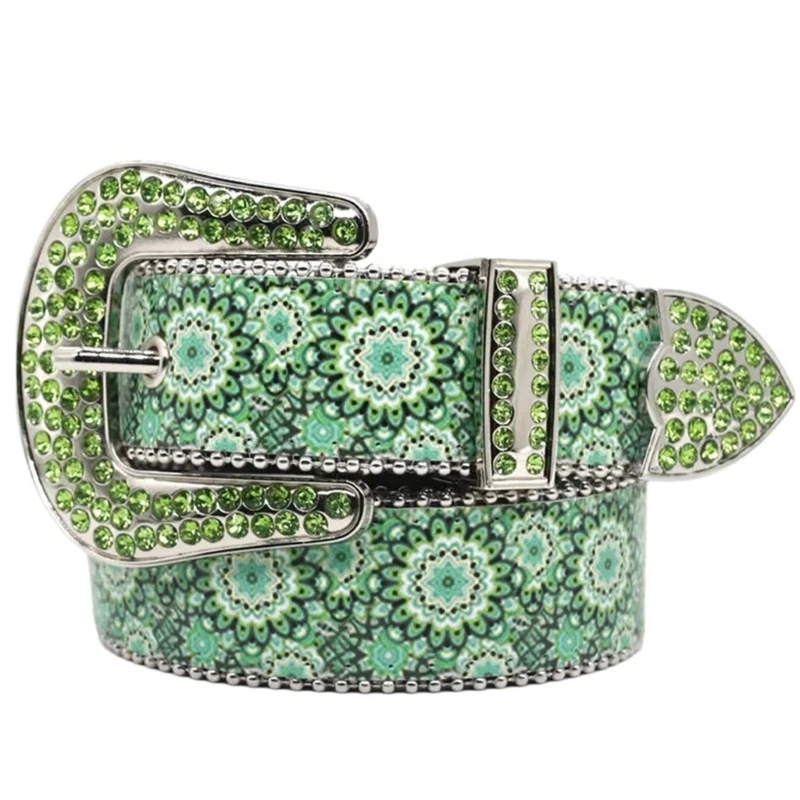 

Green Rhinestones Waist Chain Casual Belt Studded Waist Ceinture Crystal Belt Studded Blingbling Easy Belt